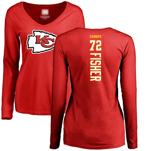 Women Football Kansas City Chiefs #72 Fisher Eric Red Backer Slim Fit Long Sleeve T-Shirt->nfl t-shirts->Sports Accessory